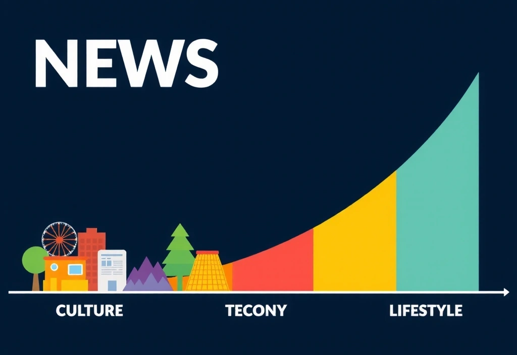 Grafico di espansione delle sezioni con icone di cultura, tecnologia e stile di vita