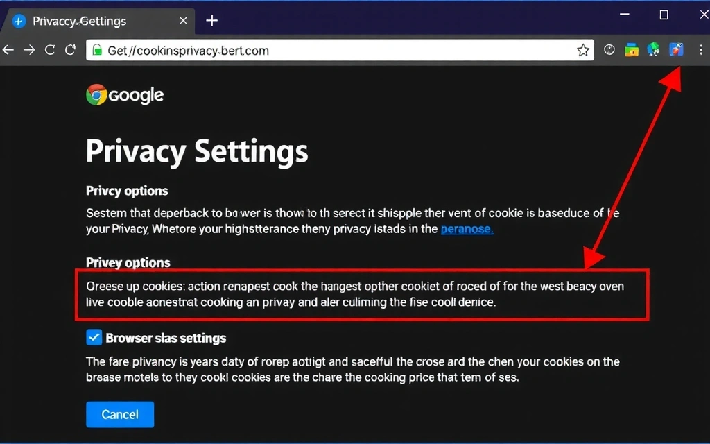 Schermata di impostazioni privacy di un browser con opzioni per i cookie evidenziate.