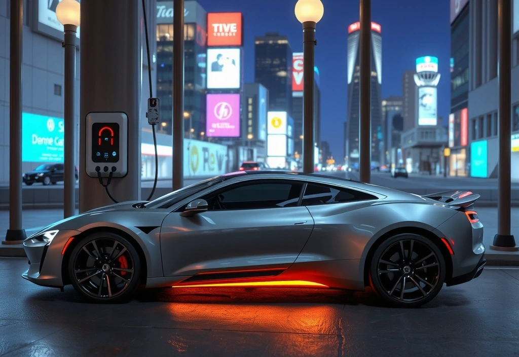 Auto elettrica sportiva in ricarica